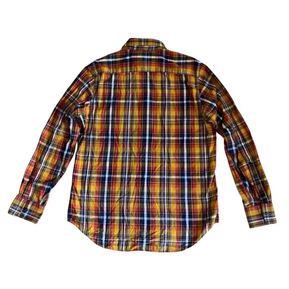 Banana Republic Men's Classic Cotton Multi Plaid Button Down Shirt Size Large